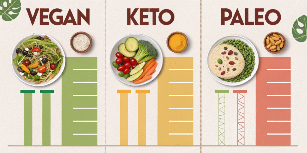 vegan vs. keto vs. paleo