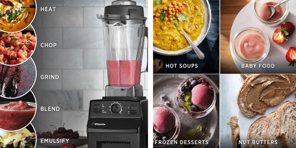Vitamix 5200 professional grade blender with 64oz black pitcher, perfect for smoothies, food grinding, and emulsifying.